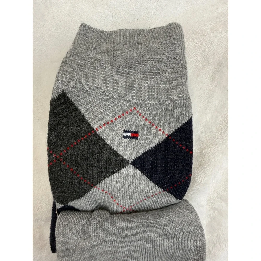 Tommy Hilfiger Mens Dress Crew Socks 4 Pack Navy Gray Argyle Solid Assorted New